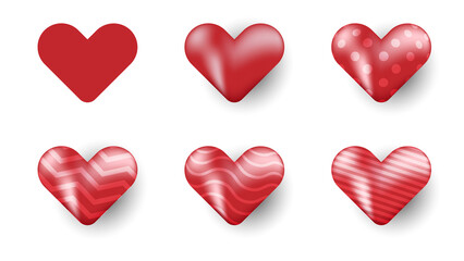 set of realistic heart illustration in red color