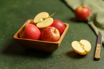 a bowl with red apples close-up