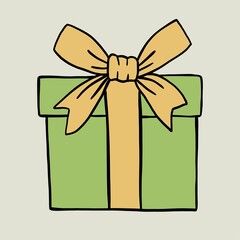 doodle freehand sketch drawing of a gift box.