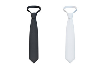 Blank white and black tie for mock up design isolated over white background. 3d rendering. - obrazy, fototapety, plakaty