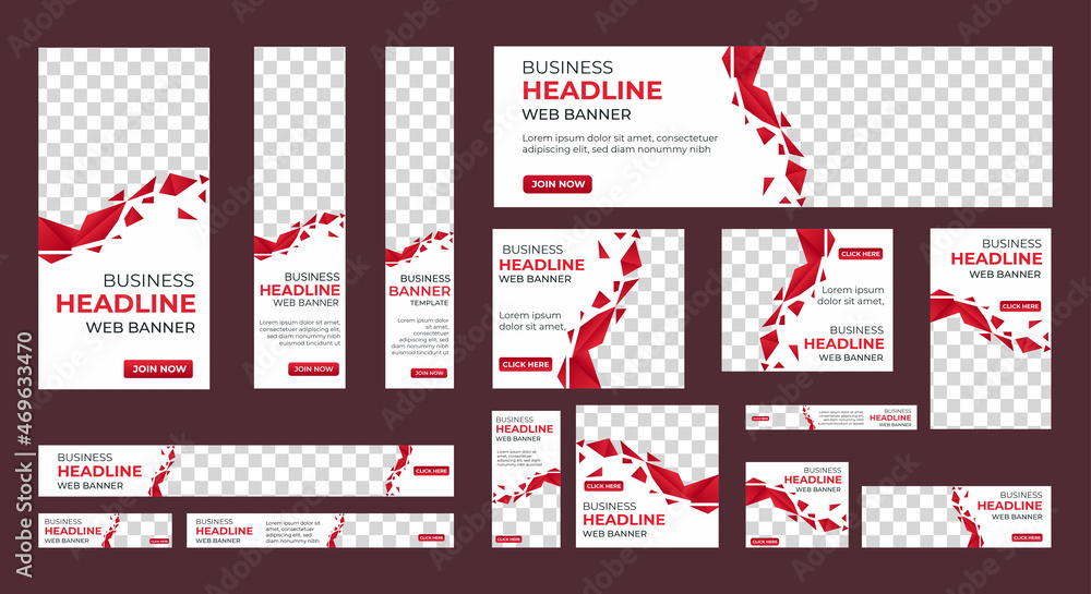 Poster design of vector white banners of standard sizes with a place for a photo. vertical and horizontal w