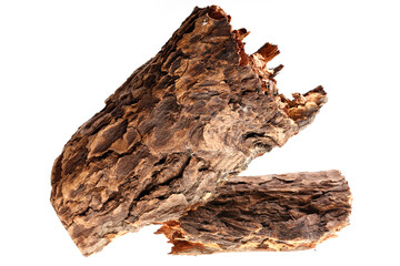 Pine bark on a white background