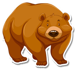 Obraz na płótnie Canvas Grizzly bear cartoon character sticker