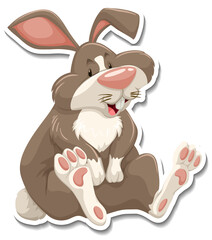 Rabbit cartoon character on white background