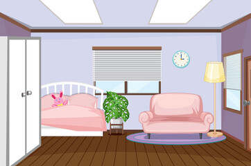 Interior of kids bedroom with furnitures