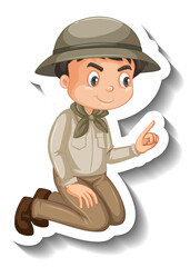 Boy wear safari outfit cartoon character sticker
