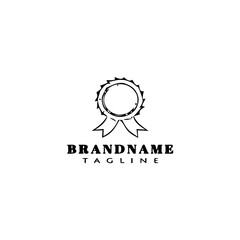 cockade with ribbon logo flat icon design template black isolated vector illustration