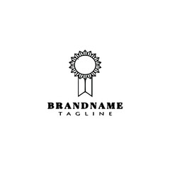 creative cockade with ribbon logo cartoon icon design template black isolated concept illustration