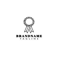 creative cockade with ribbon logo cartoon icon simple template black isolated vector illustration