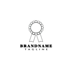 creative cockade with ribbon logo cartoon icon design cute black isolated vector illustration