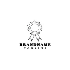 creative cockade with ribbon logo cartoon icon design template black cute vector illustration