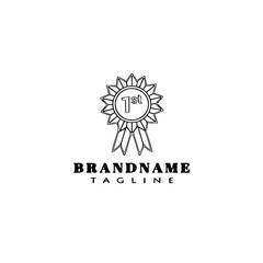 cockade with ribbon logo symbol icon design template black isolated vector illustration