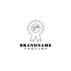 cockade with ribbon logo cartoon icon symbol template black isolated vector illustration