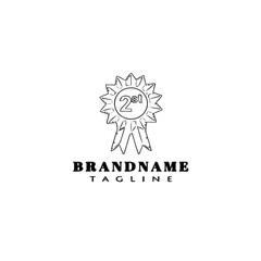 cockade with ribbon logo cartoon icon design symbol black isolated vector illustration