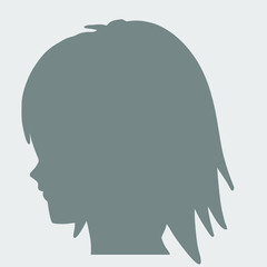 Silhouette of woman head in profile from side. Vector illustration for avatar or internet