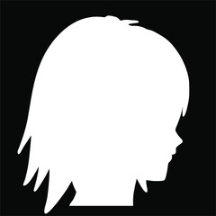 Silhouette of woman head in profile from side. Vector illustration for avatar or internet