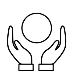 Vector illustration of linear hands and moon. Abstract symbol for clip art or web icon.