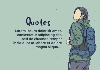 Quotes of woman with backpack illustration