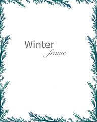 Winter frame with  spruce branches