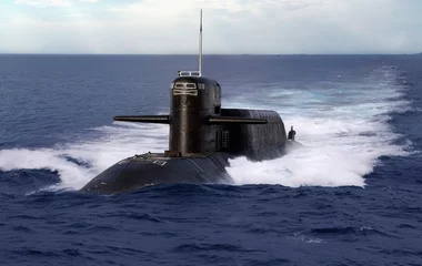 Foto op Plexiglas Navel nuclear submarine on open sea © razihusin