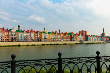 Obraz premium Picturesque Bruges embankment in city of Yoshkar-Ola. Russia