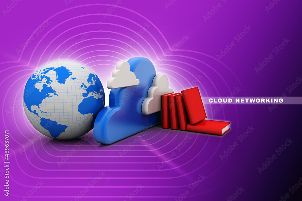 Poster 3d rendering book with cloud