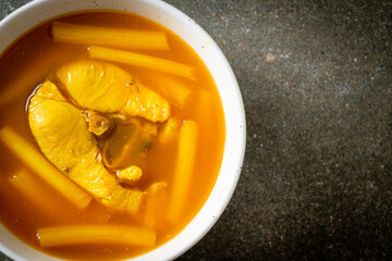 Sour soup with lotus stem and fish