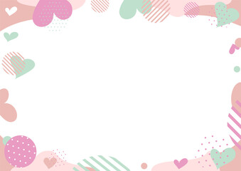 可愛らしい配色のハート幾何学フレーム	