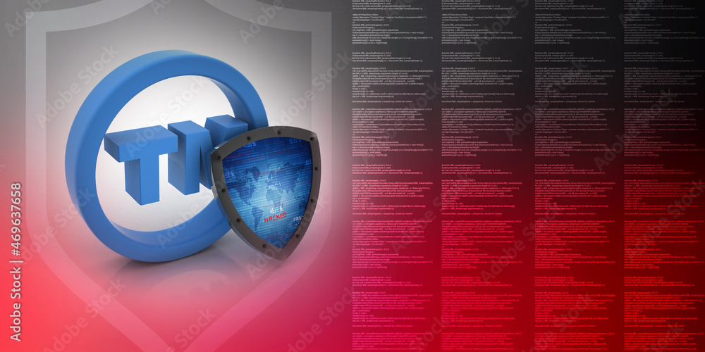 Poster 3d rendering tm trade mark sign concept with shield