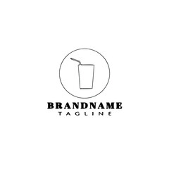 cocktail cartoon logo icon template black isolated vector illustration