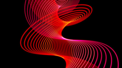 black background with red wave. abstract red spiral on a dark background. modern abstraction banner 8k