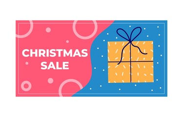 Christmas discount website sale banner. Promotion of online store loyalty program, bonus, reward, discount card, coupon or voucher. Modern flat vector for advertisement