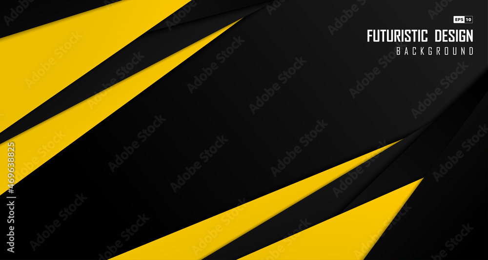 Aufkleber abstract black and yellow design template of technology decorative artwork. overlapping with copy sp