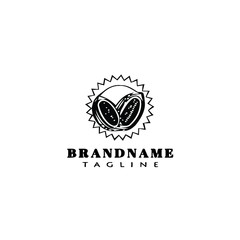 cocoa beans logo cartoon icon design template black flat vector illustration
