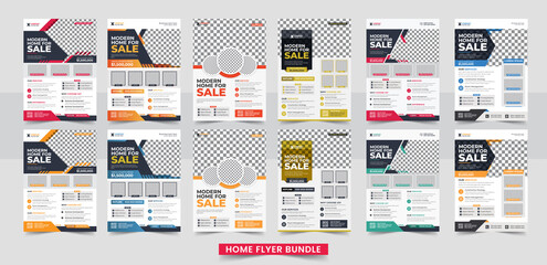 Real Estate House Property sale Flyer Design For Real estate Business. Home sale flyer design layout, print ready home sale flyer design template bundle