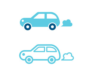 環境アイコン　温室効果ガス　二酸化炭素　乗り物　車　乗用車