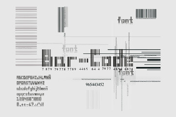 Font. Alphabet Barcode. Flat bar code alphabet. Digital and technological font. Tipography Modern Font. Template for futuristic, digital and technological designs. 