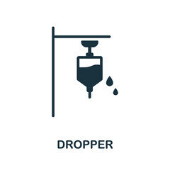 Dropper icon. Monochrome sign from medical equipment collection. Creative Dropper icon illustration for web design, infographics and more