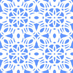 White geometry pattern repeat. Vector illustration isolated on blue background
