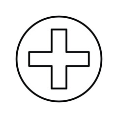 Add, create, health care, hospital, medical new, plus outline icon. Line vector design.