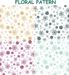 Four floral patterns with different color. Vector graphic for fabric design, web wallpaper, or background