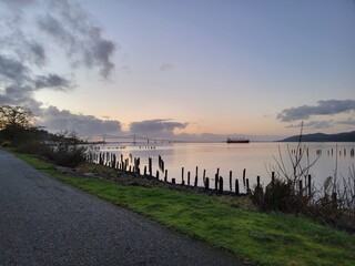 sunset over the river