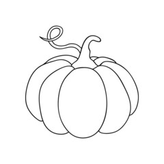 Pumpkin icon outline, in simple line drawings. Vector illustration of pumpkin for Halloween or harvest, badges for labels, packaging