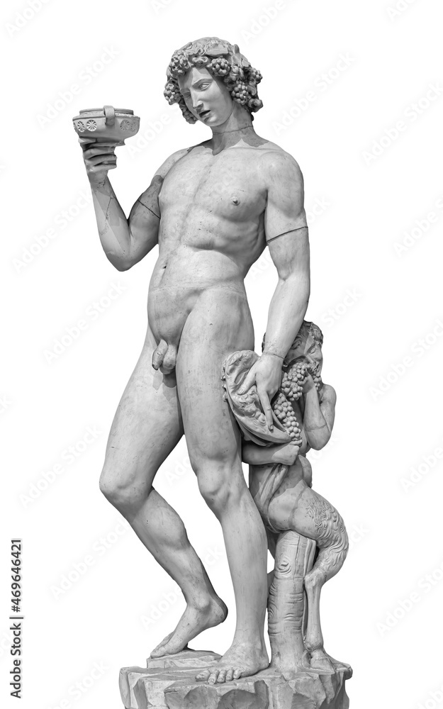 Wall mural ancient statue of dionysus isolated on a white background. dionysus is the god of the grape harvest,