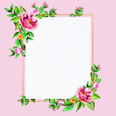 Beautiful floral golden rectangle frame design vector