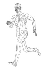 Plakat Wireframe running man. 3d illustration