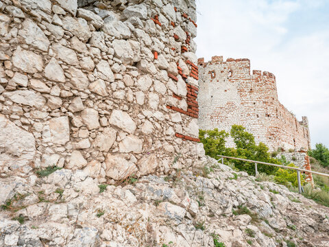 Devicky or Divci Hrady castle. Ruin of limestone gothic castle