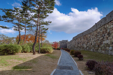 wall of suwon whasung, Suwon, Kyeonggido. Korea