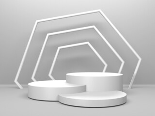 Abstract scene podium mockup. Award ceremony concept