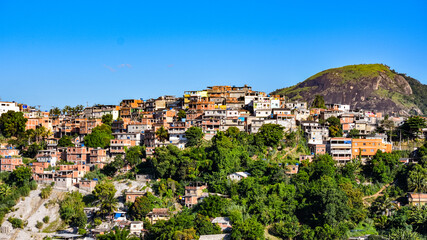 Fototapeta na wymiar Photograph of low-income peripheral community popularly known as “favela” in Rio de Janeiro, Brazil